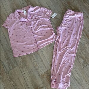 Laura Ashley pink Pajama Set with Bow Pattern medium